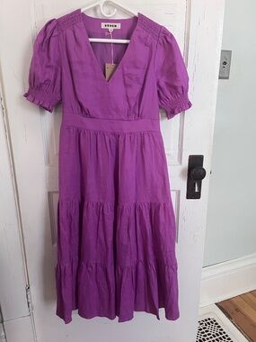 NWT Boden 100% Anna Linen Tiered Midi Dress